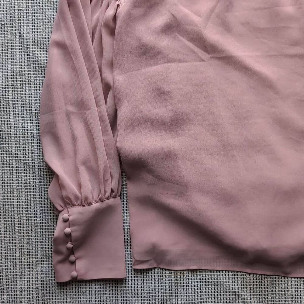 NWT Ann Taylor Women’s Juliet Pleated Sheer Balloon Sleeve Spring Pink Top XL - Picture 7 of 12